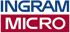 Ingram Micro Logo mit "INGRAM" in Blau und "MICRO" in Weiß auf rotem Hintergrund.