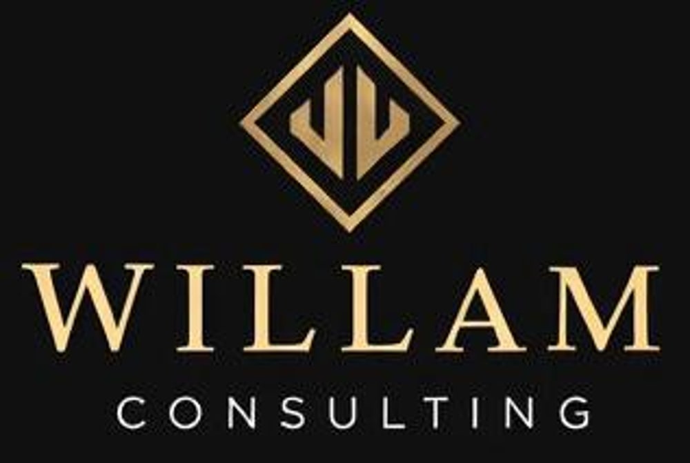 Goldenes Willam Consulting Logo mit Rautenform.
