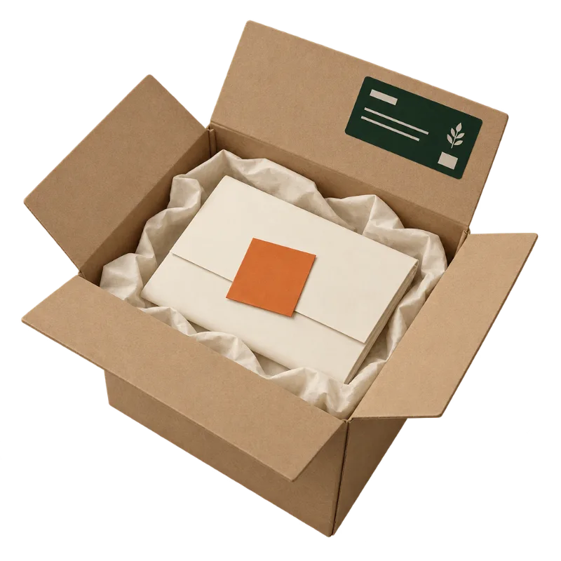 Paket mit Brief und Post-it