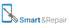 Blaues Smartphone-Symbol mit Schraubendreher und Text "Smart & Repair".