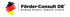 Logo: Schwarz-rot-gelbe Form, die an Deutschland erinnert, daneben "Förder-Consult DE® Bildung fördern, Zukunft sichern".