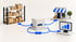 Illustration: Eine zentrale ERP-Schnittstelle verbindet Onlineshop, Warenlager und Auswertung.