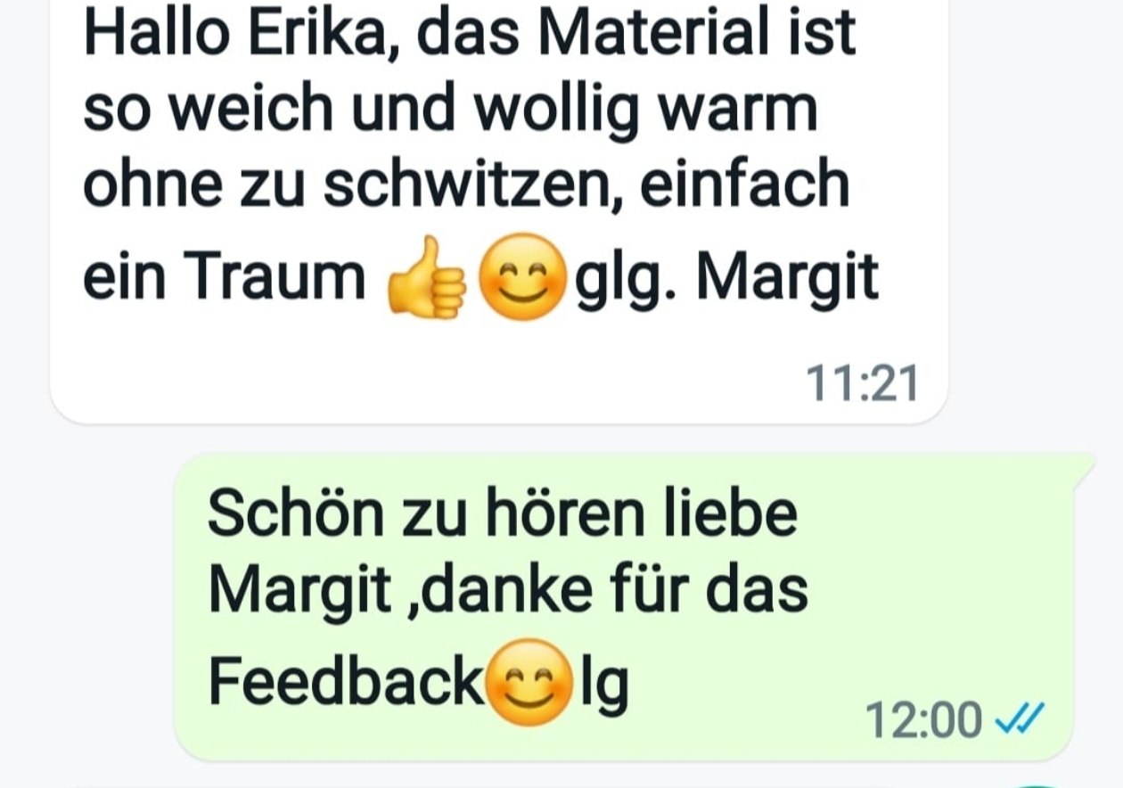 WhatsApp-Nachricht von Margit über die Plüschbettwäsche