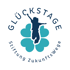 Glückstage Stiftung Zukunftswege Logo: Springendes Kind auf vierblättrigem Kleeblatt.