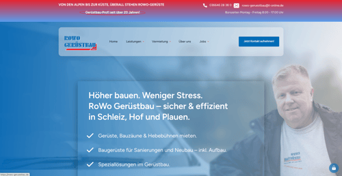 Webdesign-Referenz: RoWo Gerüstbau – Website für Gerüstbauer