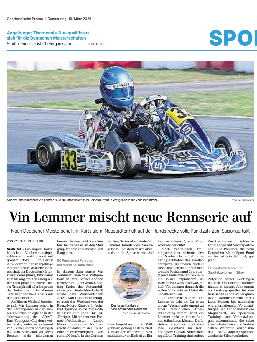 Vin Lemmer mischt neue Rennserie auf