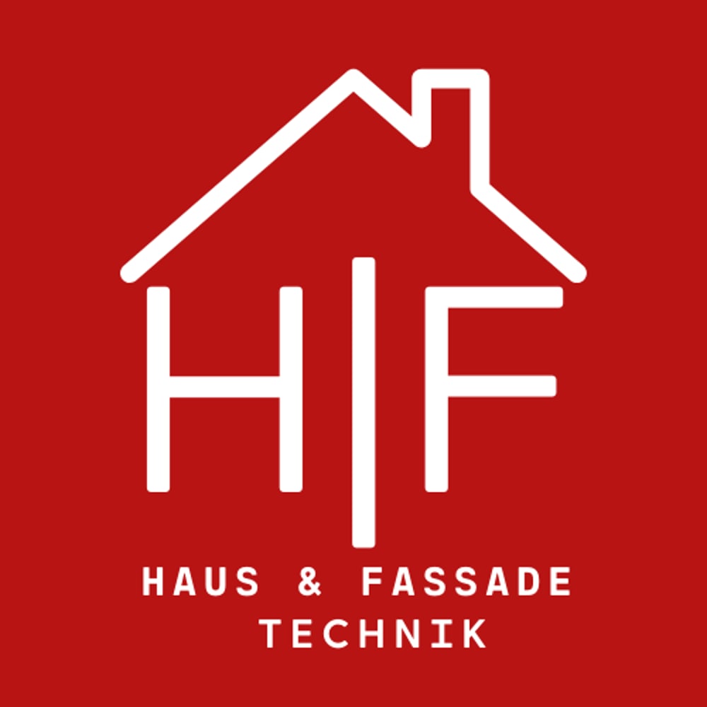 Drei rote Dächer mit weißen Fenstern; Hammer; Text: „DEUTSCHE FACHSTELLE FÜR DACHPRÜFUNG“.