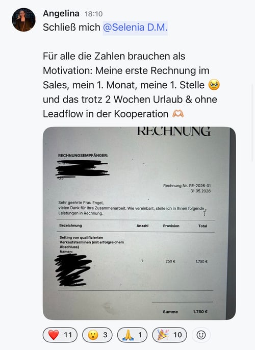 Community: erste Rechnung im Sales