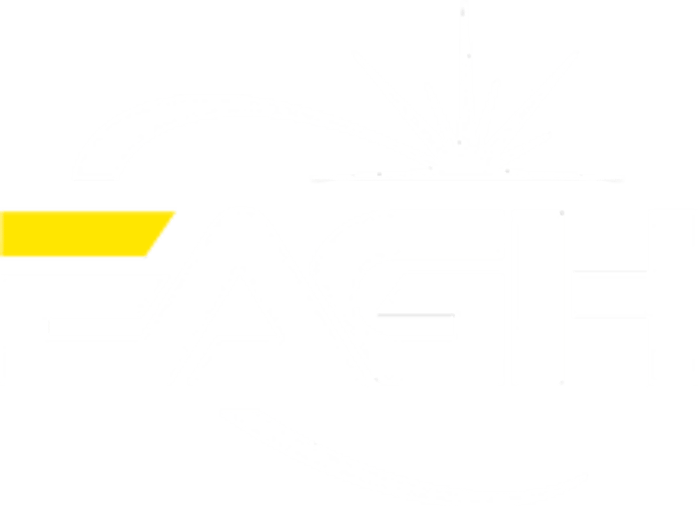 Logo mit weißem EAGH-Schriftzug, einem gelben Balken und einer stilisierten Sonne auf dunkelgrünem Hintergrund.
