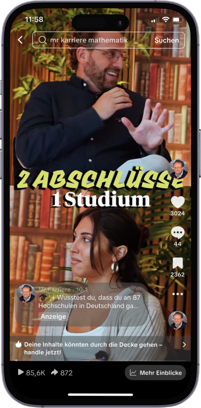 Das Video der Deutsch-Französischen Hochschule Kampagne auf einem Smartphone