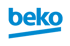 Beko Logo in Blau mit einem diagonalen Strich unter dem Schriftzug.