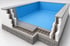 Poolfolie wird im Becken verlegt