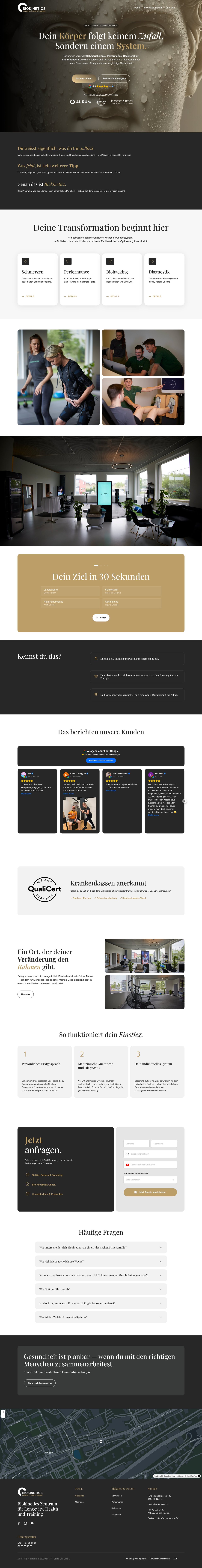 Startseite der Biokinetics Studio One GmbH vor und nach dem Relaunch