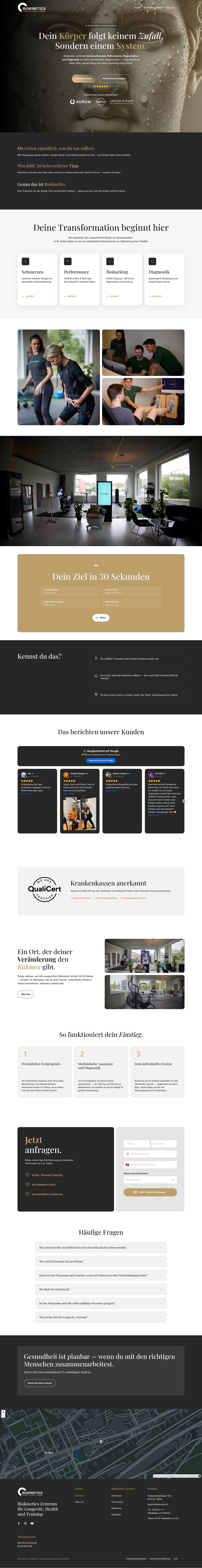 Neue Startseite der Biokinetics Studio One GmbH