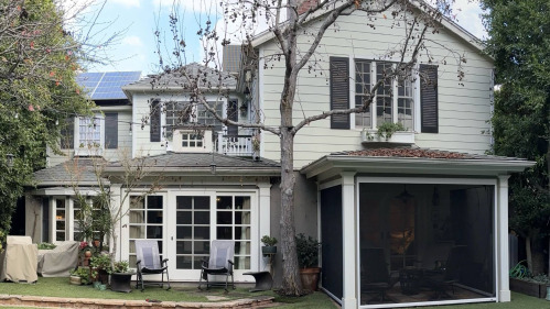 before Artic white james hardie siding installed on Los Angeles home AFTER