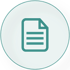 Türkisfarbenes Dokumenten-Icon mit Textzeilen in einem dunklen Kreis.