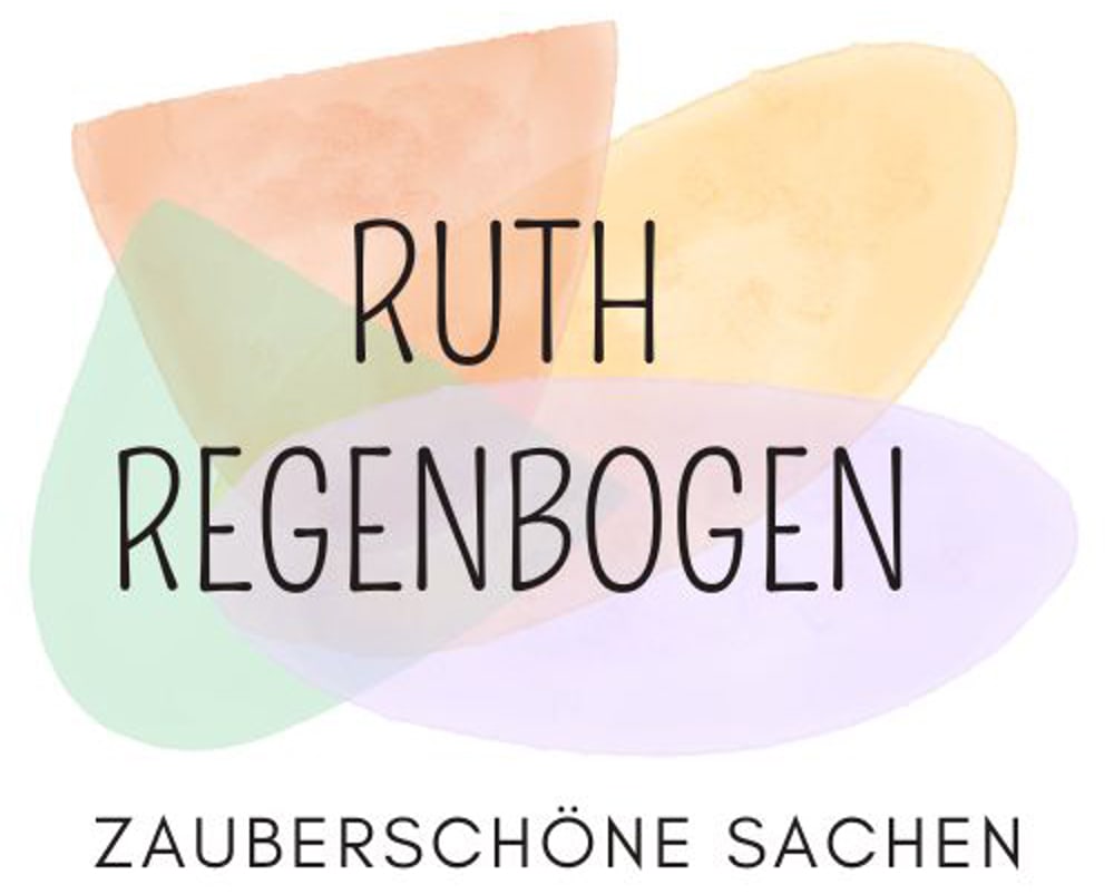 Ruth Regenbogen: Zauberschöne Sachen (Machen) auf farbigen, aquarellierten Formen.