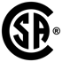 Schwarzes, kreisförmiges CSA-Logo mit den Buchstaben "CSA" in der Mitte und einem eingetragenen Warenzeichen.