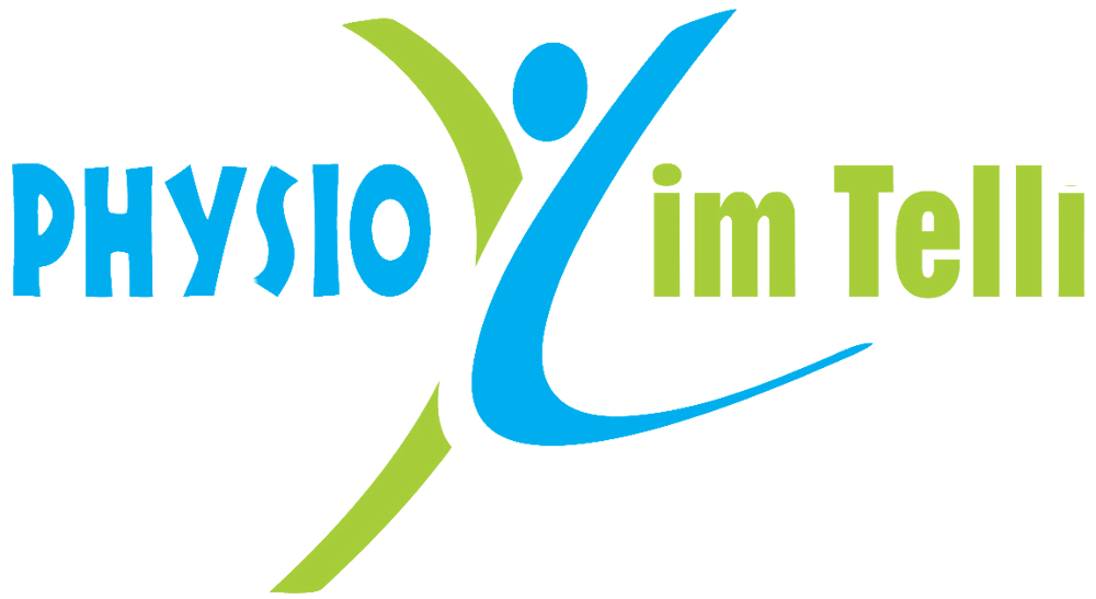 Körpergefühl. Stärke deine Mitte. Grünes Logo mit überlappenden Kreisen, die eine Blume bilden.