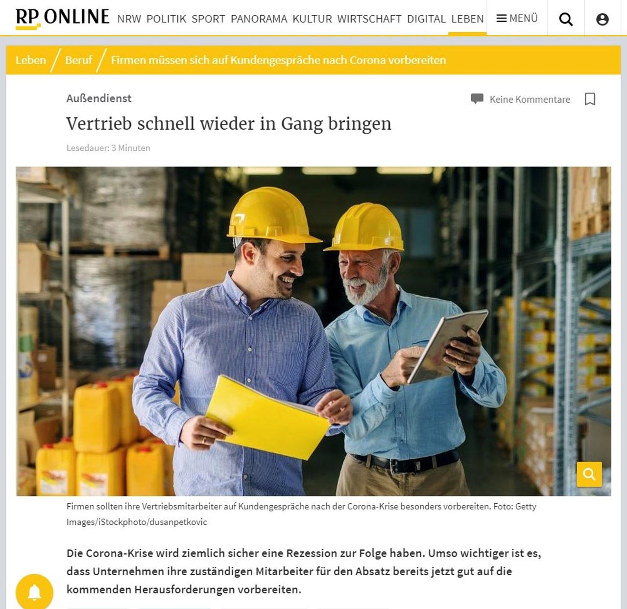 Vertrieb schnell wieder in Gang bringen