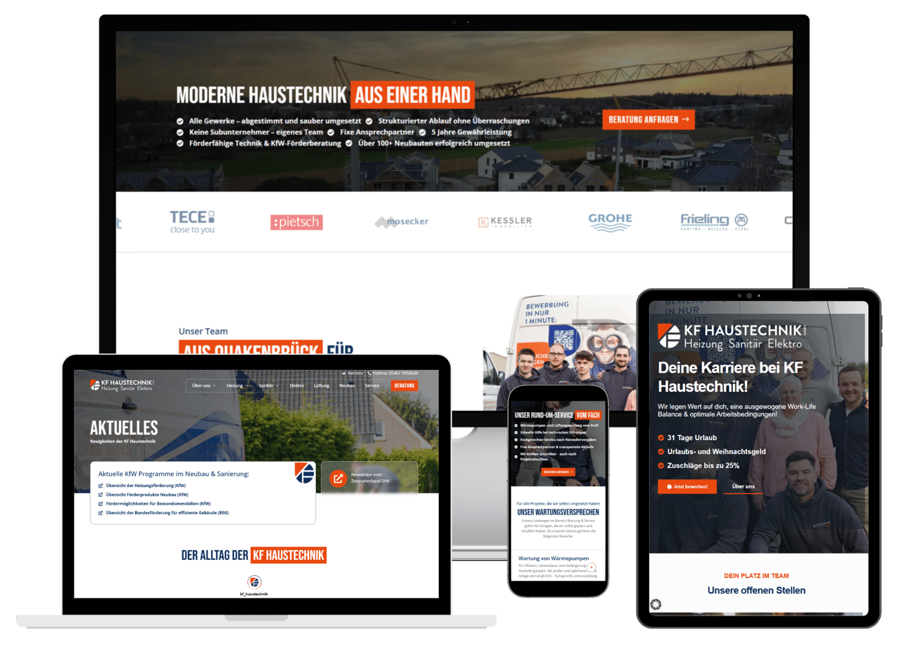 Website-Mockup KF Haustechnik