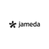 Jameda-Logo: Schwarzer Stern links, daneben der Schriftzug "jameda" in Dunkelgrau auf dunklem Hintergrund.