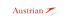 Roter Schriftzug „Austrian“ mit einem roten und einem weißen stilisierten Vogel.