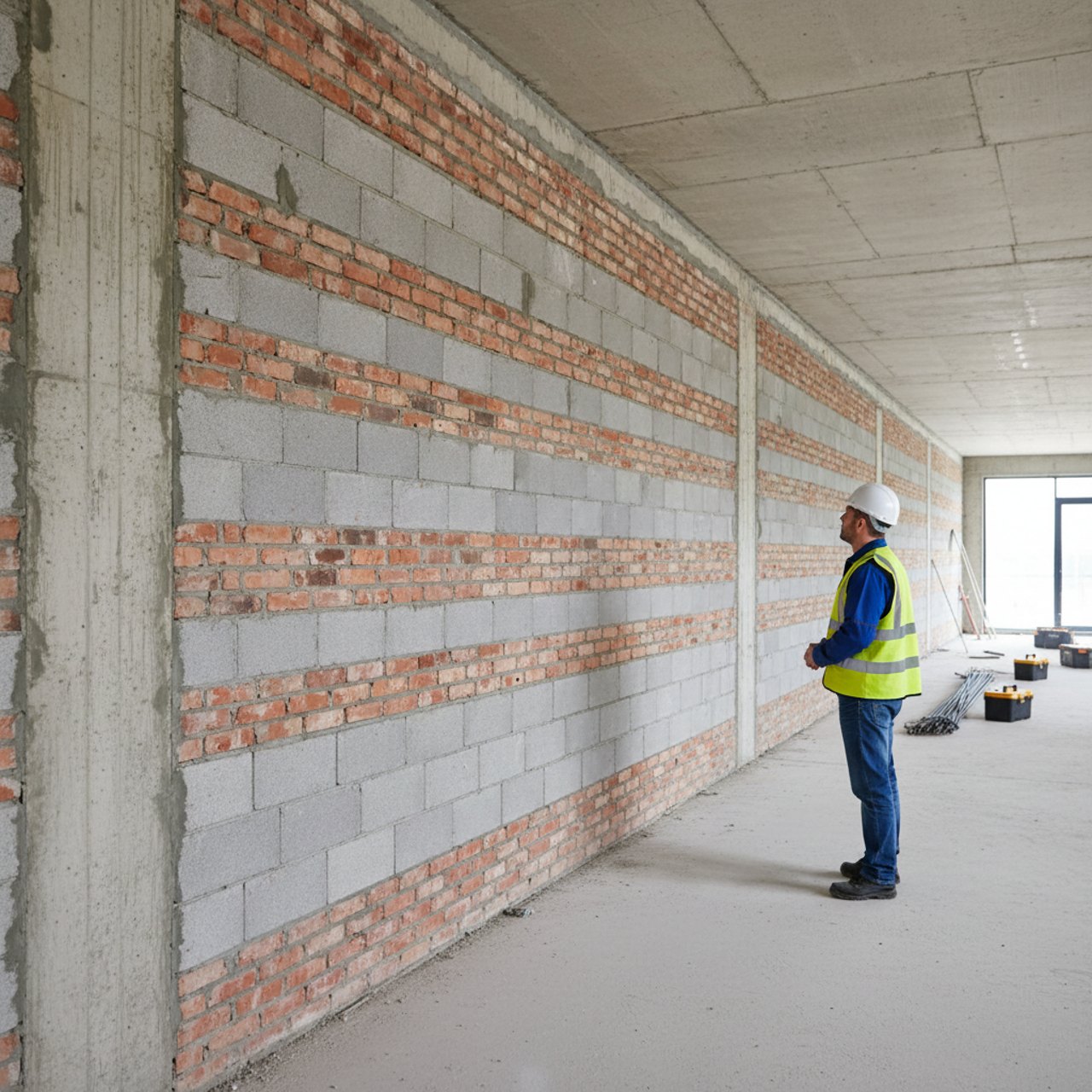 Rohe Wand vor dem Verputzen