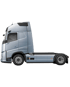 Seitliche Ansicht eines silbernen Volvo FH Aero