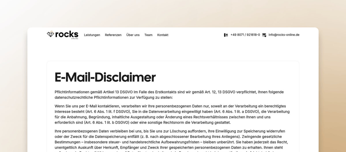 E-Mail-Disclaimer | rocks Online