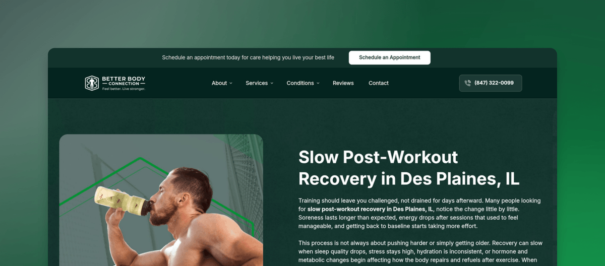 Slow Post-Workout Recovery in Des Plaines, IL | Better Body