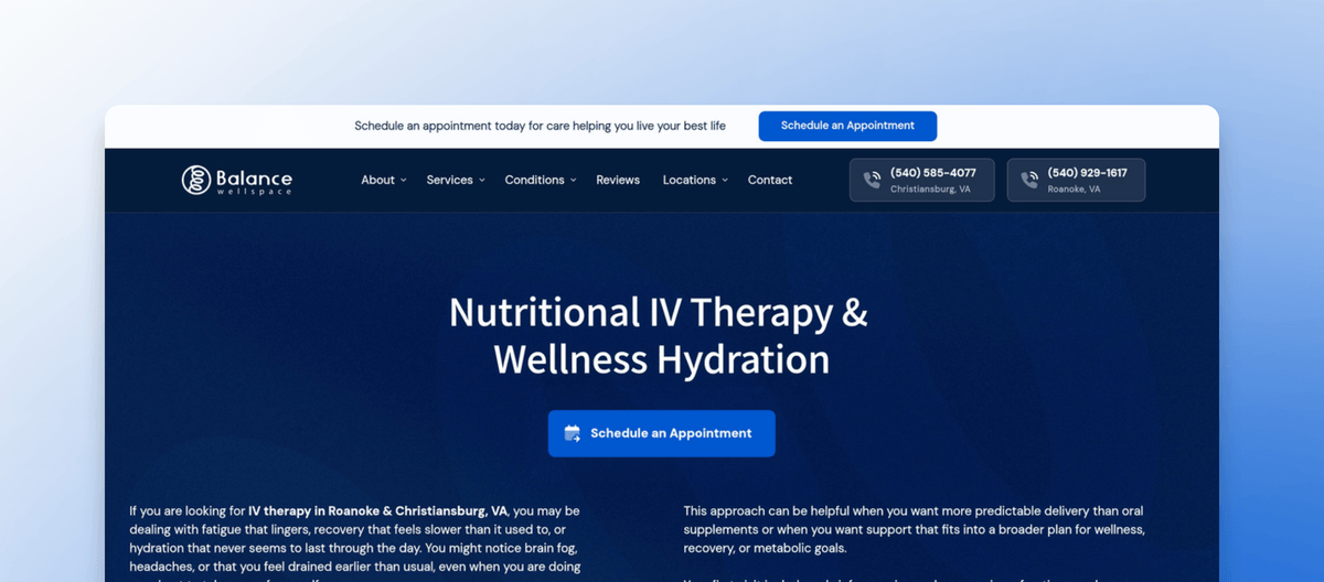 Nutritional IV Therapy Roanoke & Christiansburg