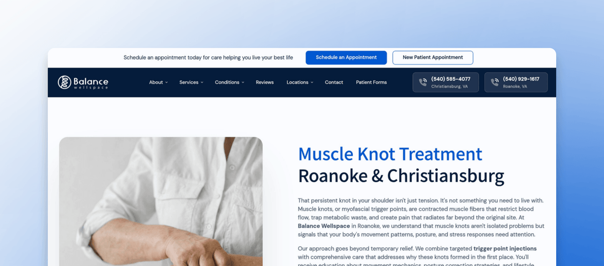 Muscle Knot Treatment Roanoke & Christiansburg | Balance Wellspace