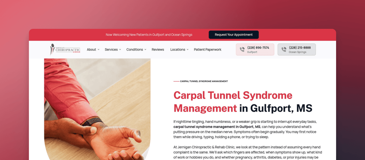 Carpal Tunnel Syndrome Management in Gulfport, MS | Jernigan