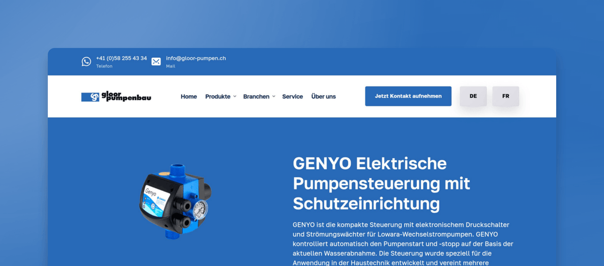 GENYO Elektrische Pumpensteuerung | Gloor Pumpenbau AG