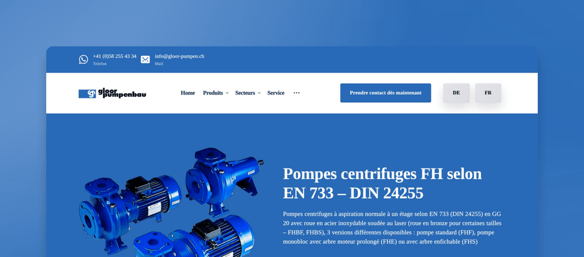 Pompes centrifuges FH selon EN 733 – DIN 24255 | Gloor Pumpenbau AG