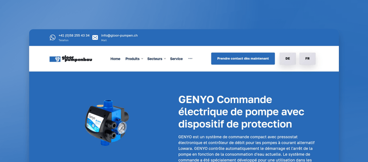 GENYO Commande électrique de pompe | Gloor Pumpenbau AG