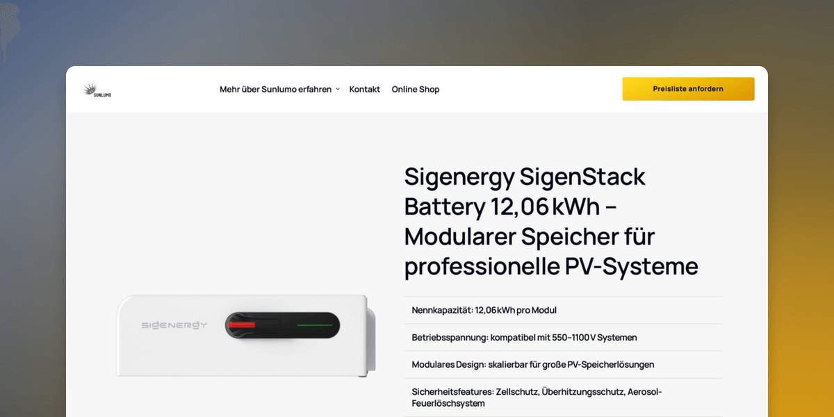 SigenStack Battery 12,06 kWh kaufen – Sigenergy Speicher | Sunlumo ...