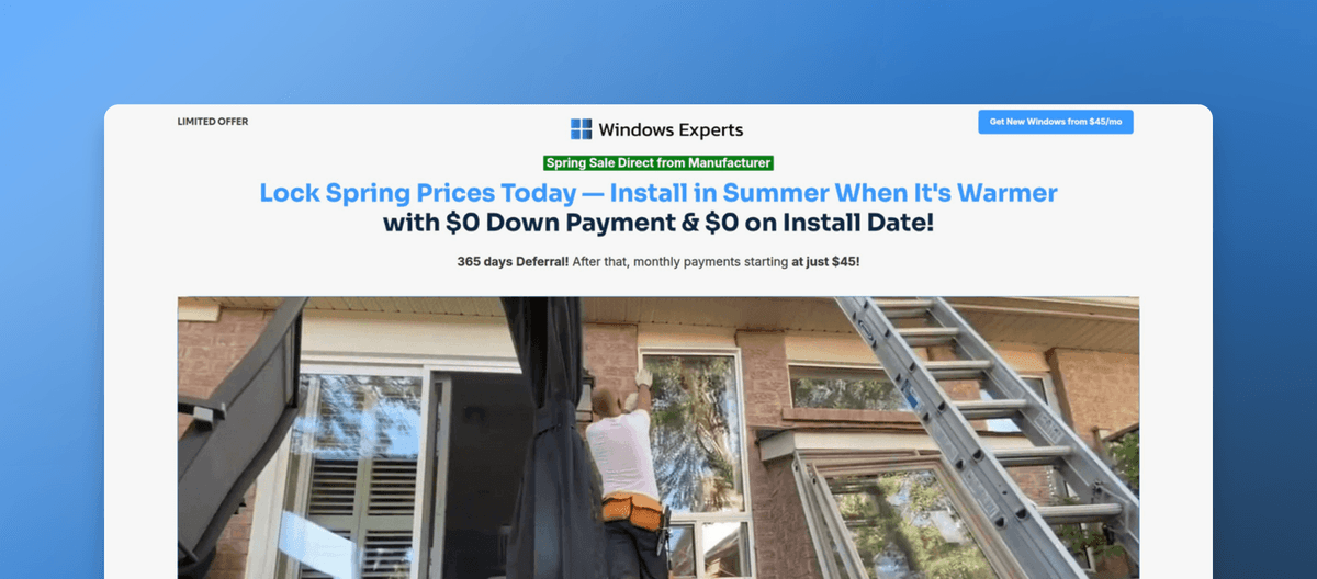New windows from $45 per Month