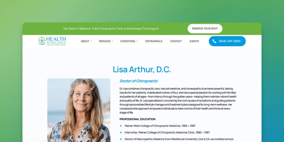 Dr. Lisa Arthur D.C | Health In Balance