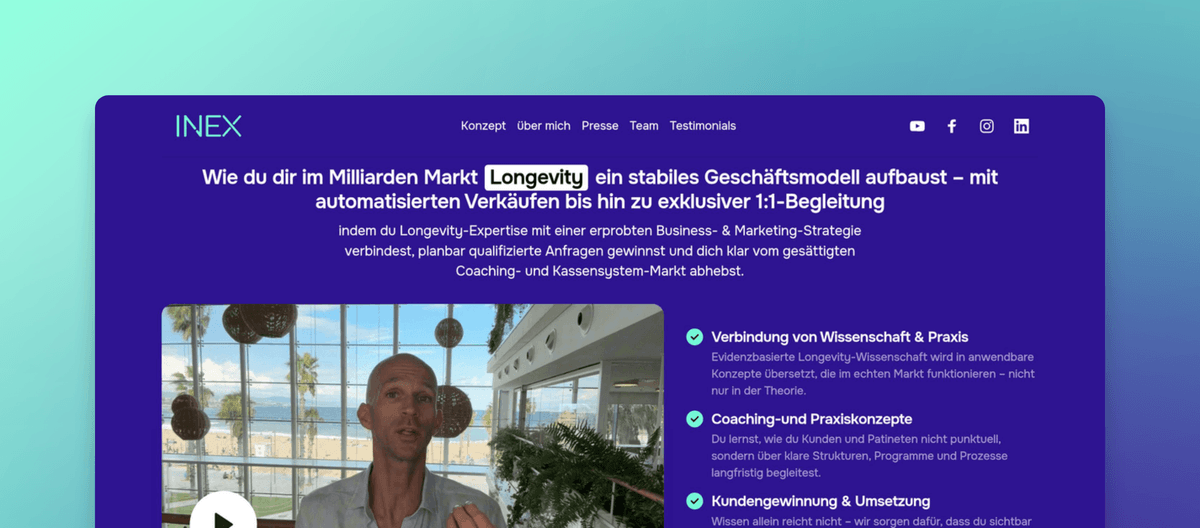 Longevity Business Mastery | INEX Health & Longevity