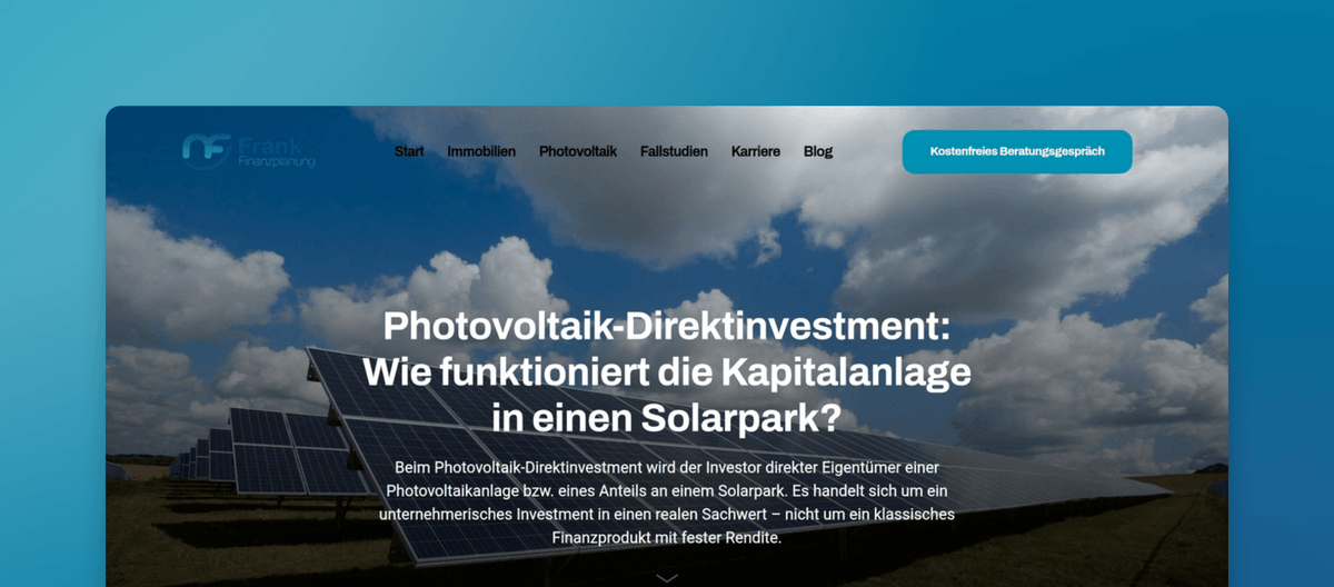 Photovoltaik-Direktinvestment Solarpark