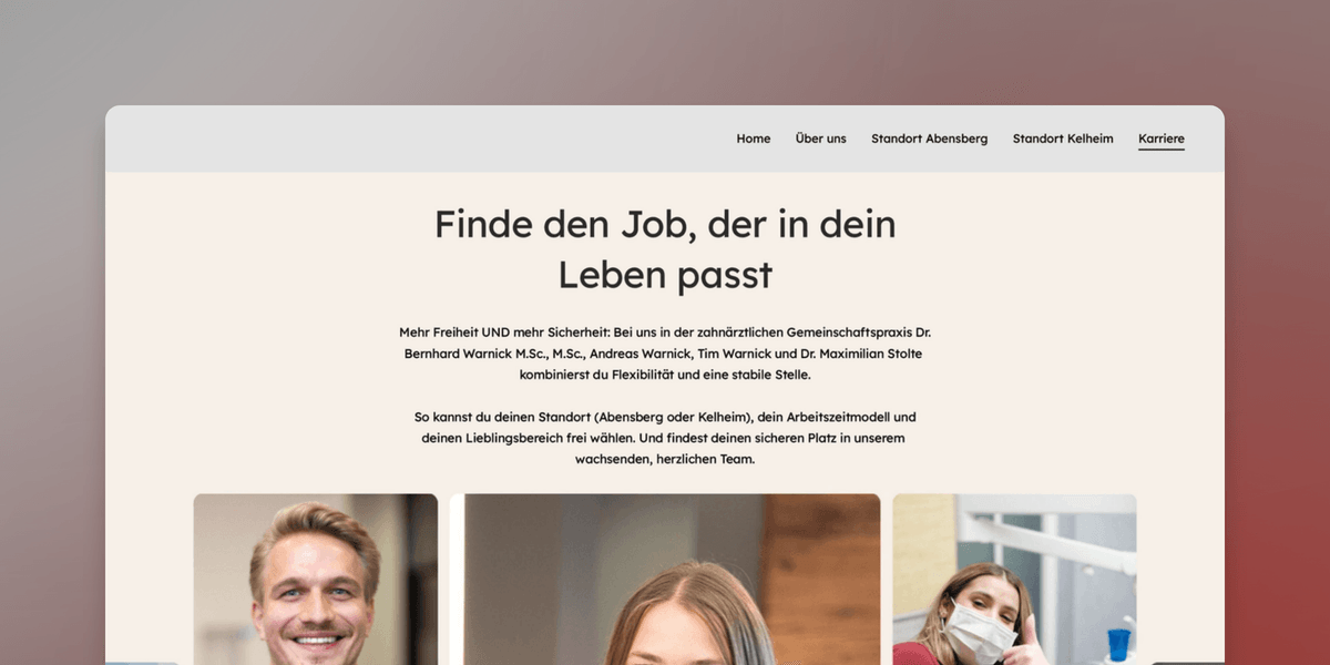 Jobs als ZFA, ZMV, ZMP, DH & Co. | Zahnarzt Dr. Warnick & Dr. Stolte
